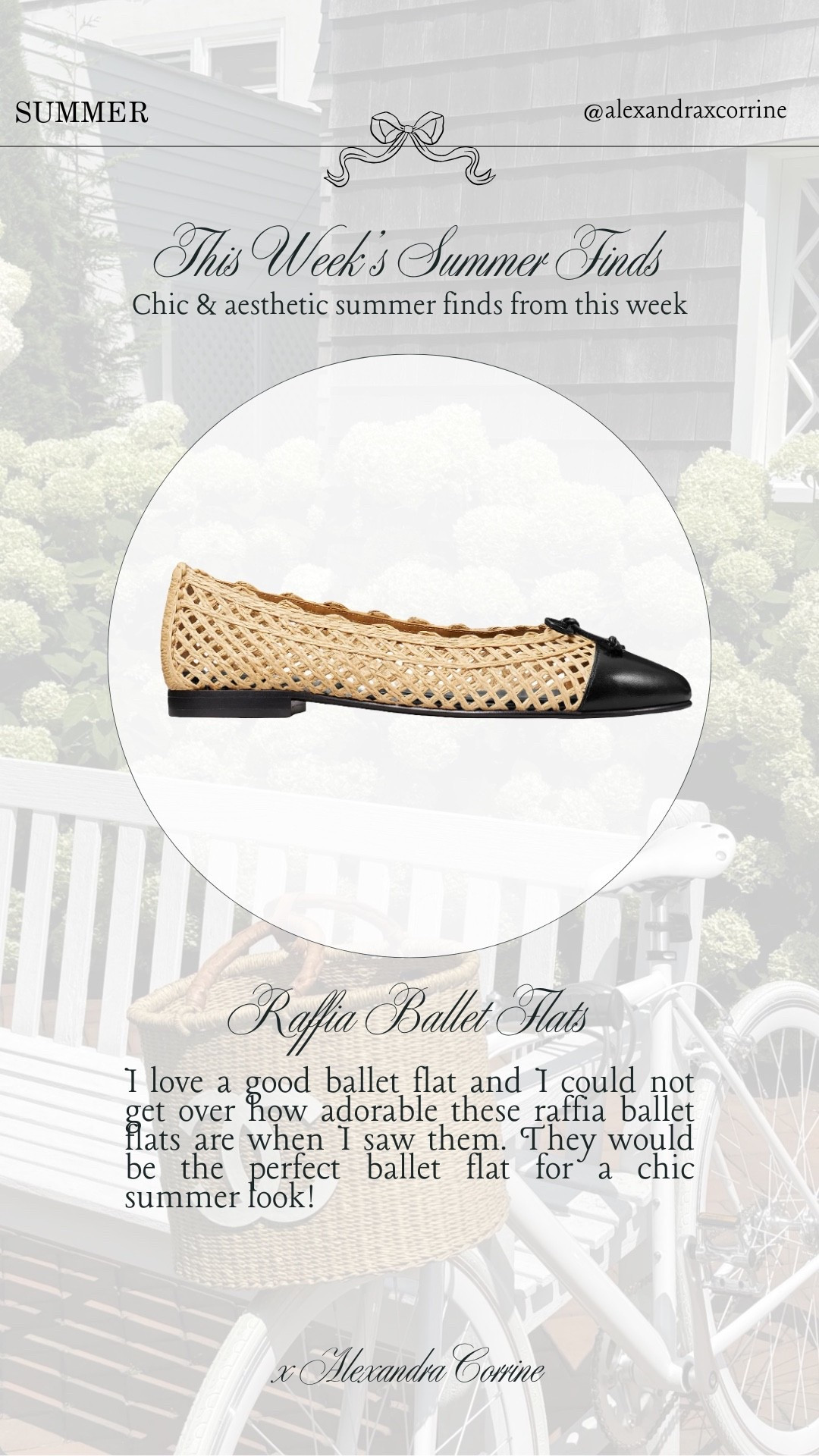 This week’s summer finds 🥂 Chic & aesthetic summer finds that caught my eye this week 🍾

Summer style, chic classic style, summer finds, summer aesthetic, accessories, summer shoes, ballet flats, raffia, capped toe

#LTKSeasonal