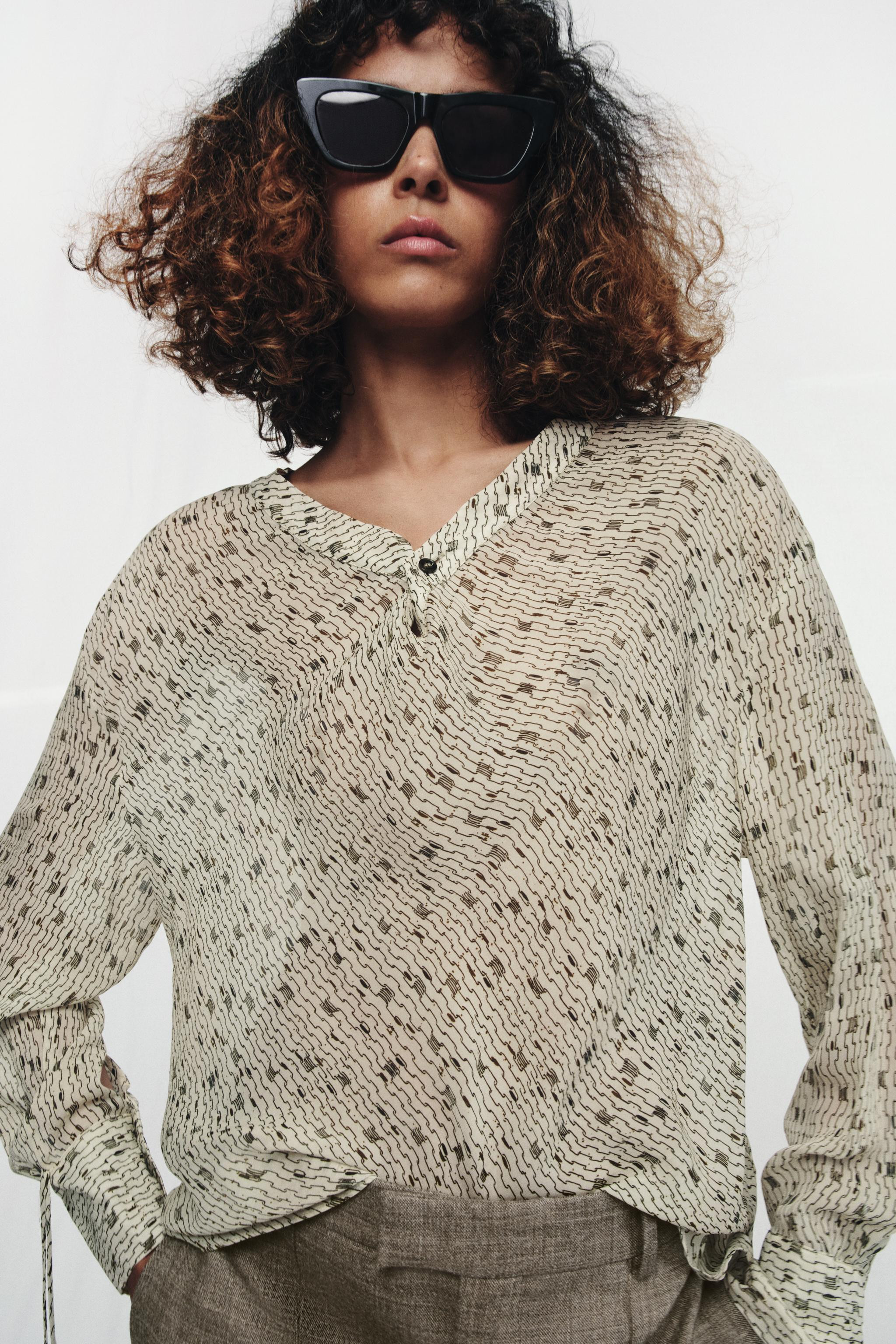 ZW COLLECTION PRINTED FLOWY SHIRT | Zara US