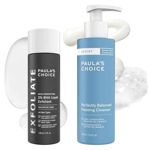 Paula's Choice SKIN PERFECTING 2% BHA Liquid Exfoliant, Salicylic Acid Facial Exfoliator for Enlarged Pores & RESIST Perfectly Balanced Foaming Facial Cleanser, Face Cleanser with Hyaluronic Acid | Amazon (US)