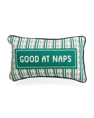 9x16 Good At Naps Needlepoint Pillow | TJ Maxx