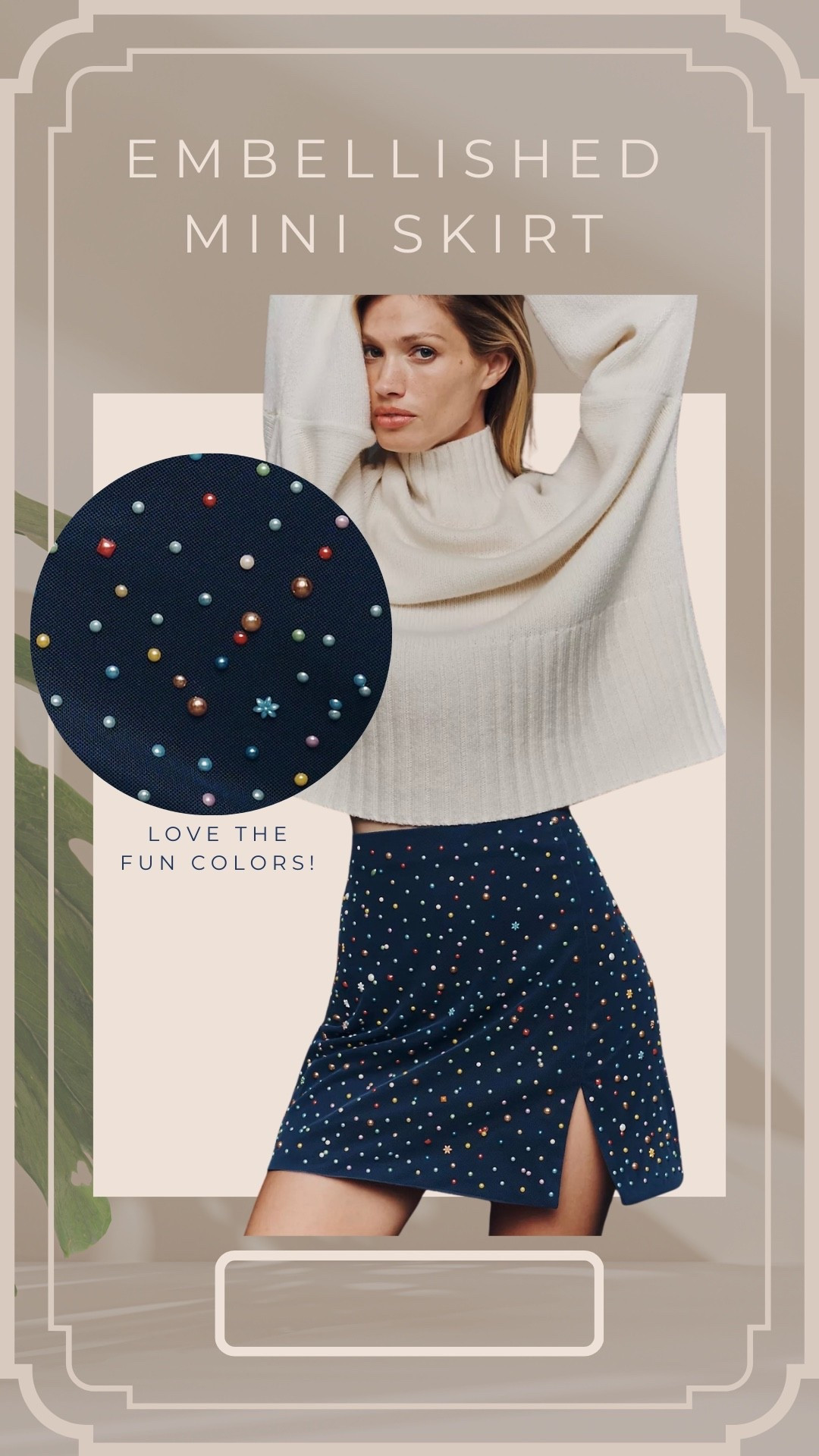 Fun, embellished mini skirt.  Pair with a cute tank and sandals for summer!