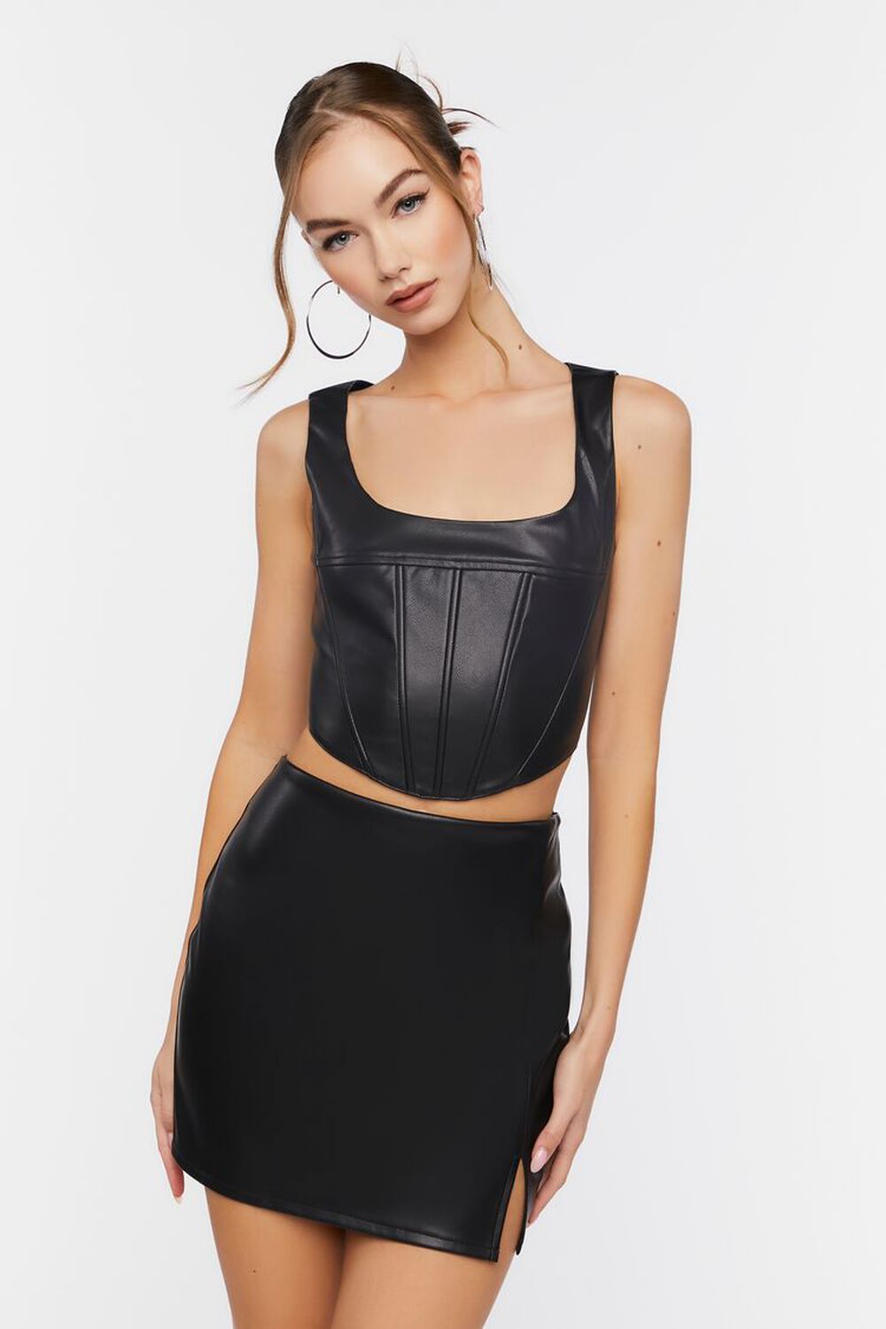 Faux Leather Crop Top & Skirt Set | Forever 21 (US)