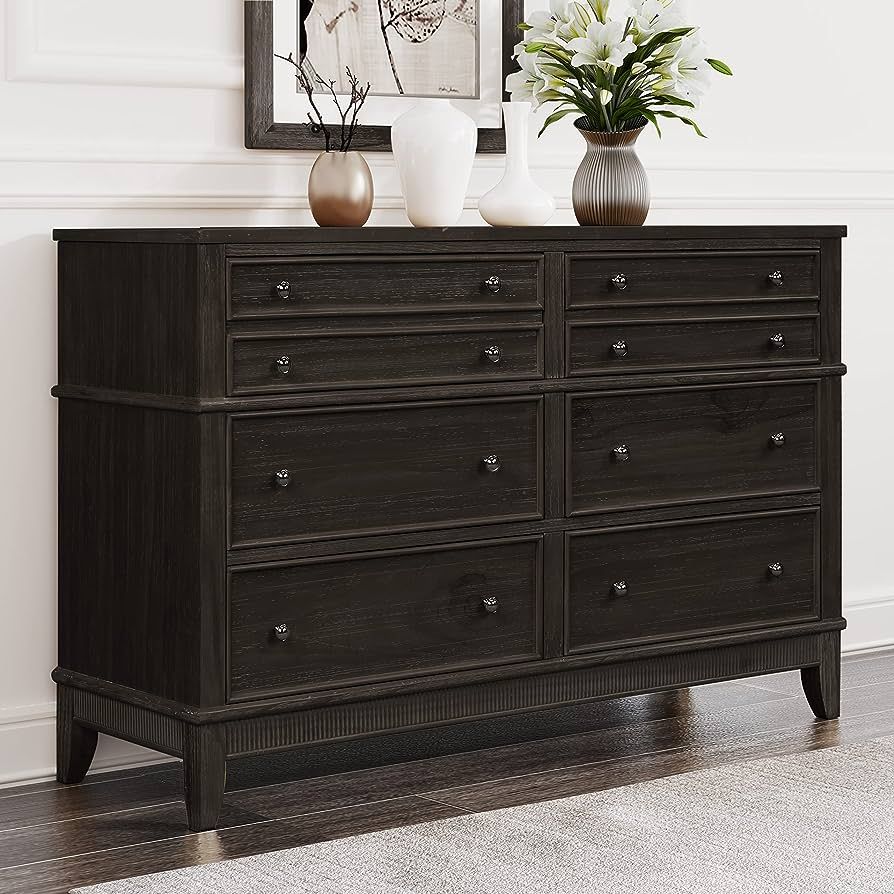 FANYE Rustic Style 6 Dresser with Silver Finish Handles, Solid Wood Chest, Easy Assembled, 52“W... | Amazon (US)