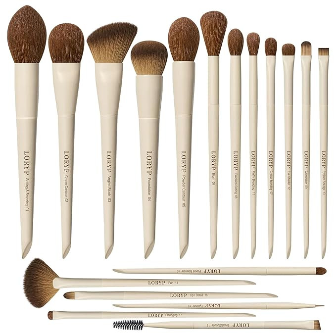 LORYP Makeup Brushes Set Labeled 18 Piece Face and Eye Brush Set Ultra soft hair Foundation, Conc... | Amazon (US)
