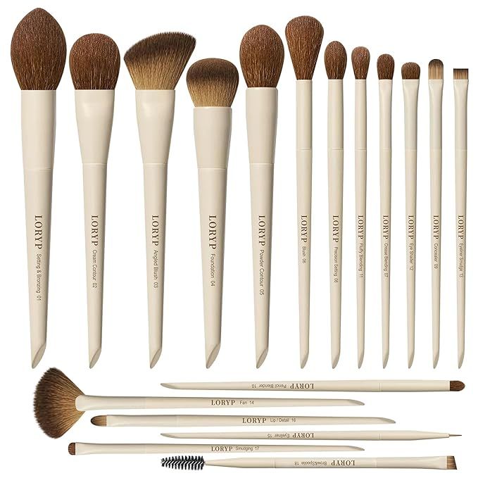 LORYP Makeup Brushes Set Labeled 18 Piece Face and Eye Brush Set Ultra soft hair Foundation, Conc... | Amazon (US)