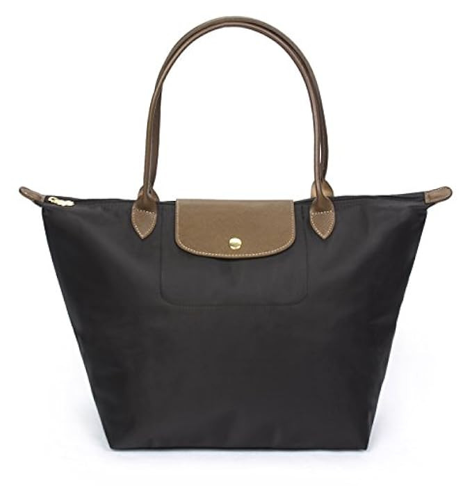 Korvara Nylon Tote Bag - Premium Nylon & Vegan Saffiano Leather Shoulder Handbag for Women | Amazon (US)