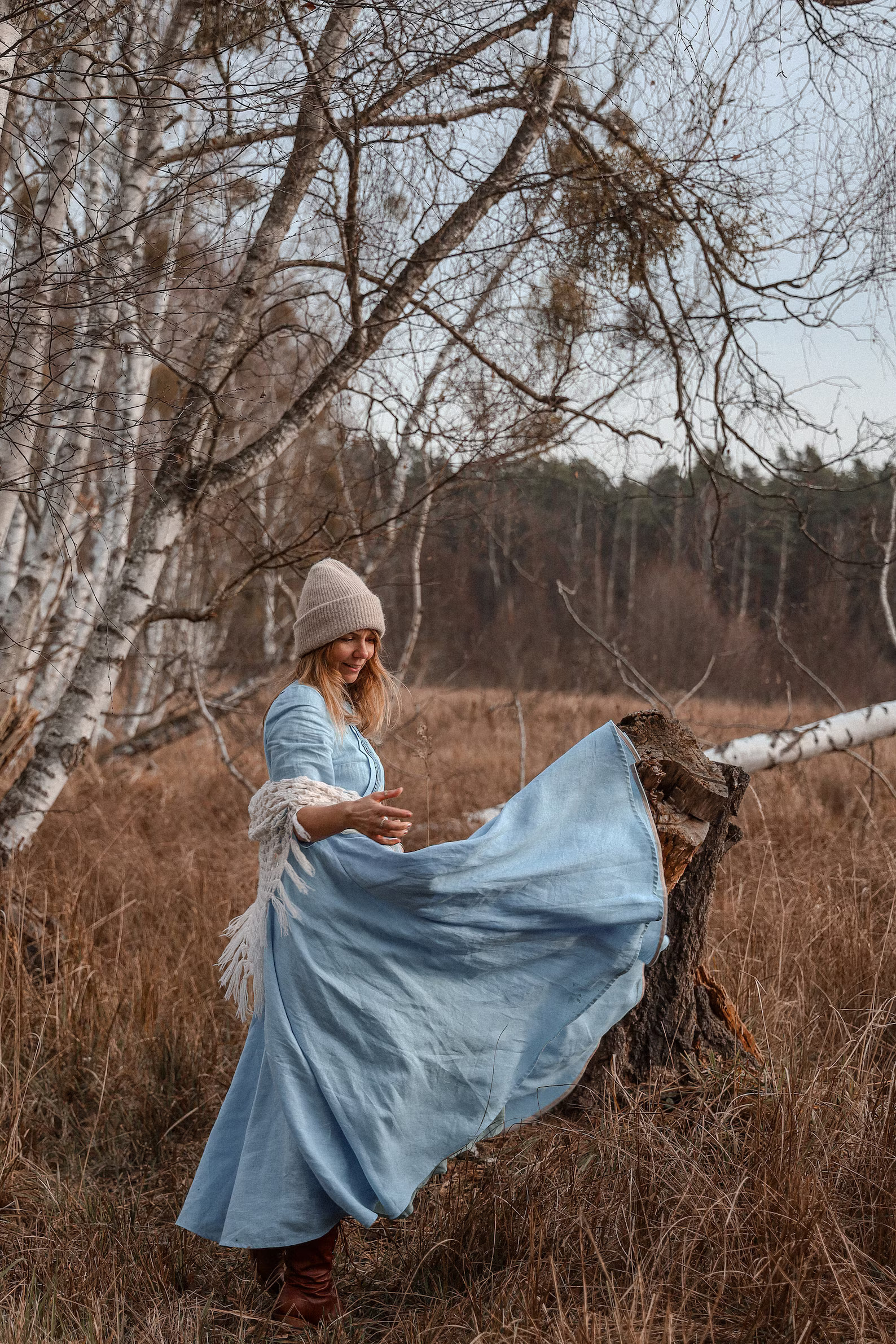 OPHELIA Linen Dress With Peter Pan Collar, 3/4 Sleeves, Cottagecore Dress, Midi, Maxi Dress, Even... | Etsy (UK)