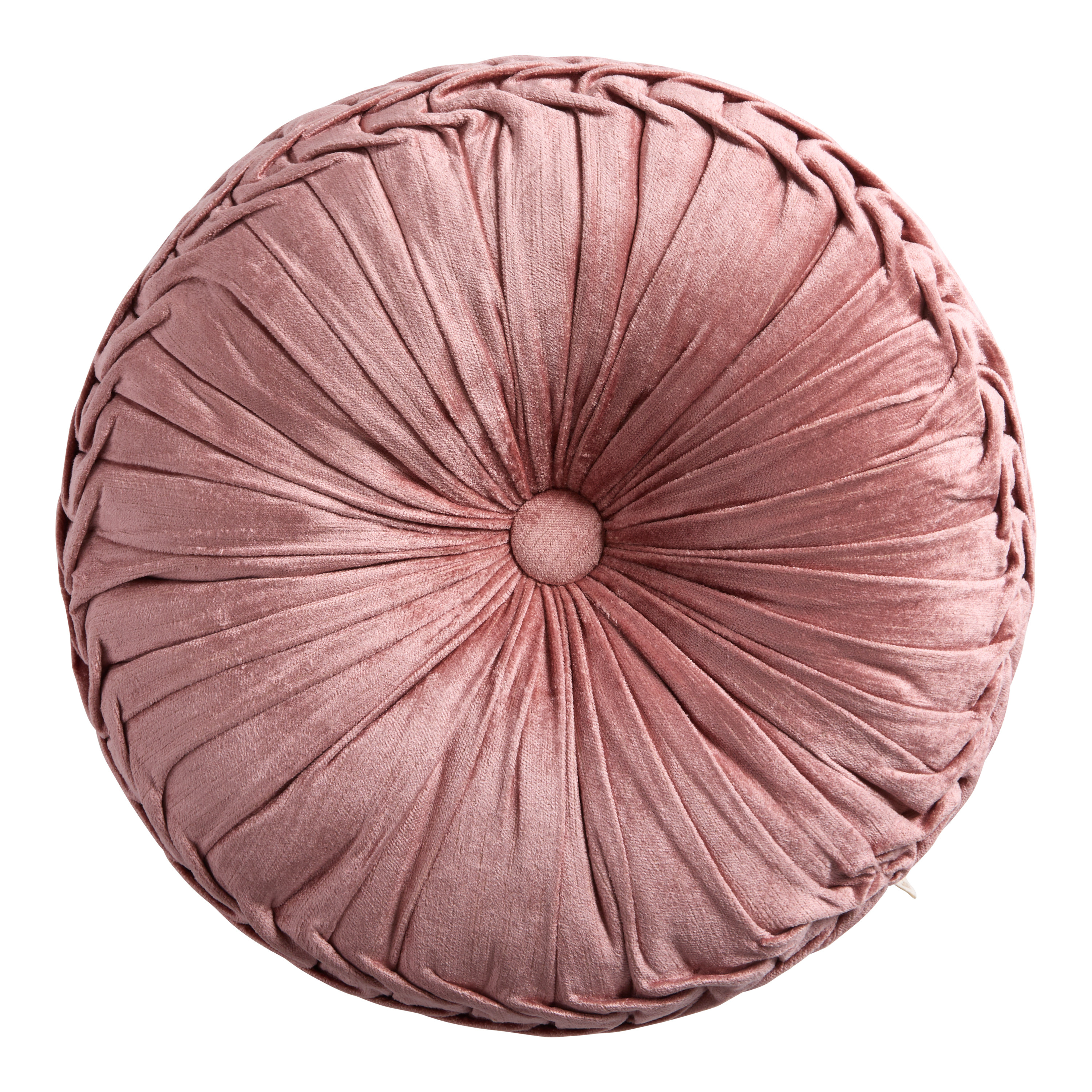 Round Velvet Tufted Ruched Throw Pillow | World Market