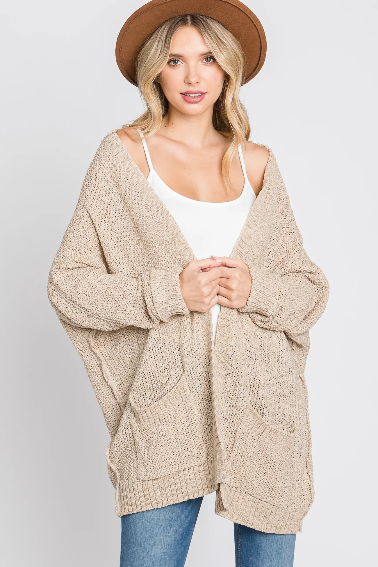 Beige Cuff Sleeve Cardigan | PinkBlush Maternity