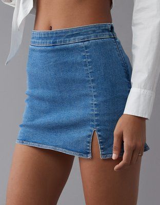 AE Next Level High-Waisted Denim Skort | American Eagle Outfitters (US & CA)