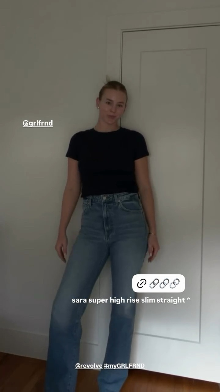 @grlfrnd @Revolve #myGRLFRND sara super high rise slim straight 

#LTKdayinmylife #LTKgrwm #LTKootd