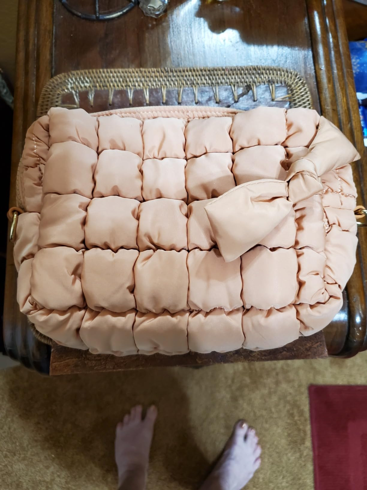 Quilted Makeup Bag Puffy Cosmetic Bag Cute Puffer Travel Toiletry Bag for Women, Small Makeup Pou... | Amazon (US)