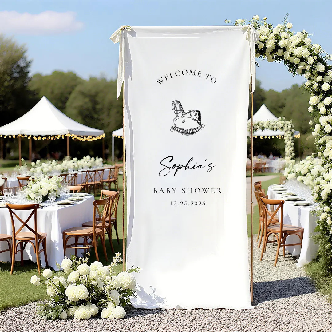 Personalized Fabric Baby Shower Welcome Banner: Rocking Horse Decor - Etsy | Etsy (US)
