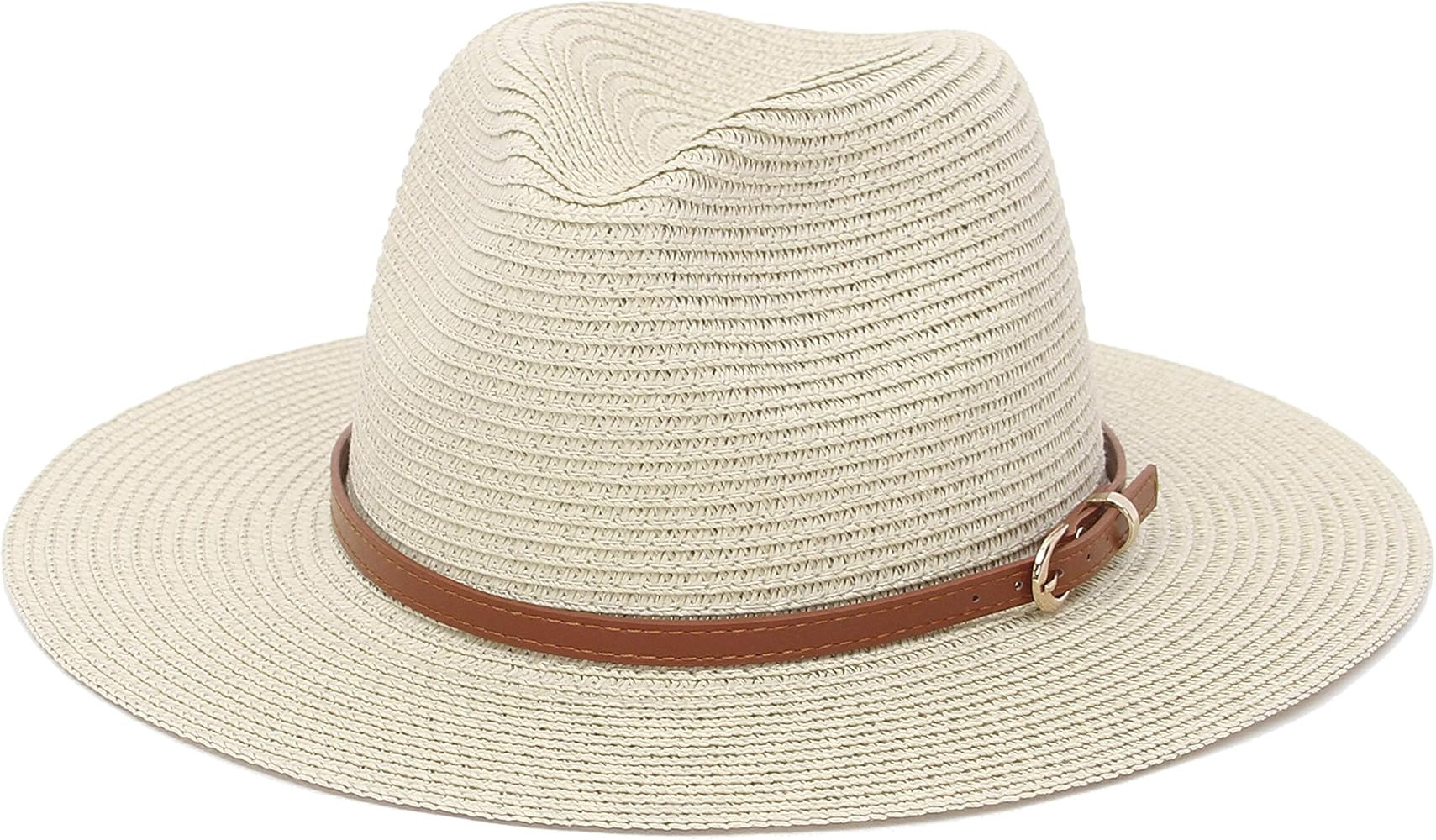 Straw Sun Hats for Women Men Panama Fedora Summer Wide Brim Beach Hat Packable | Amazon (CA)