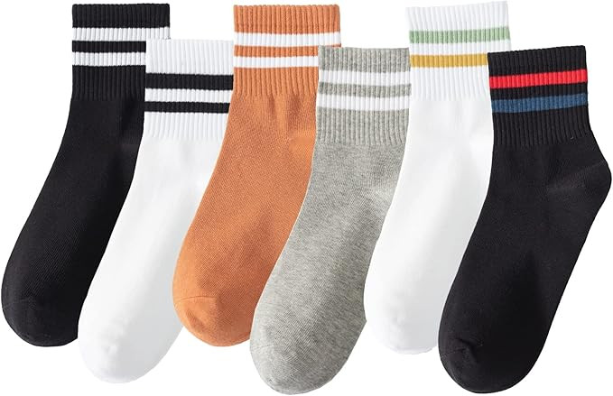 6 Pairs Fashion Striped Athletic Socks for Women,Casual Cute Vintage Crew Socks,All Season Socks ... | Amazon (US)