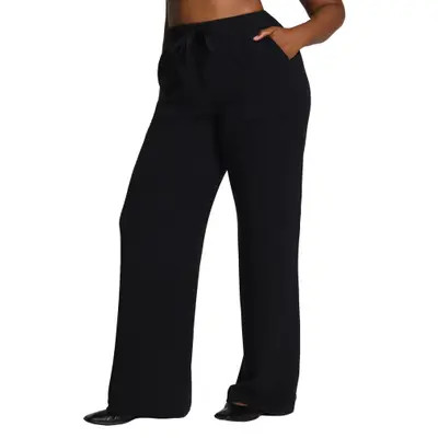 SPANX® AirEssentials Wide Leg French Terry Rib Pants in Sage Brush at Nordstrom, Size Large | Nordstrom