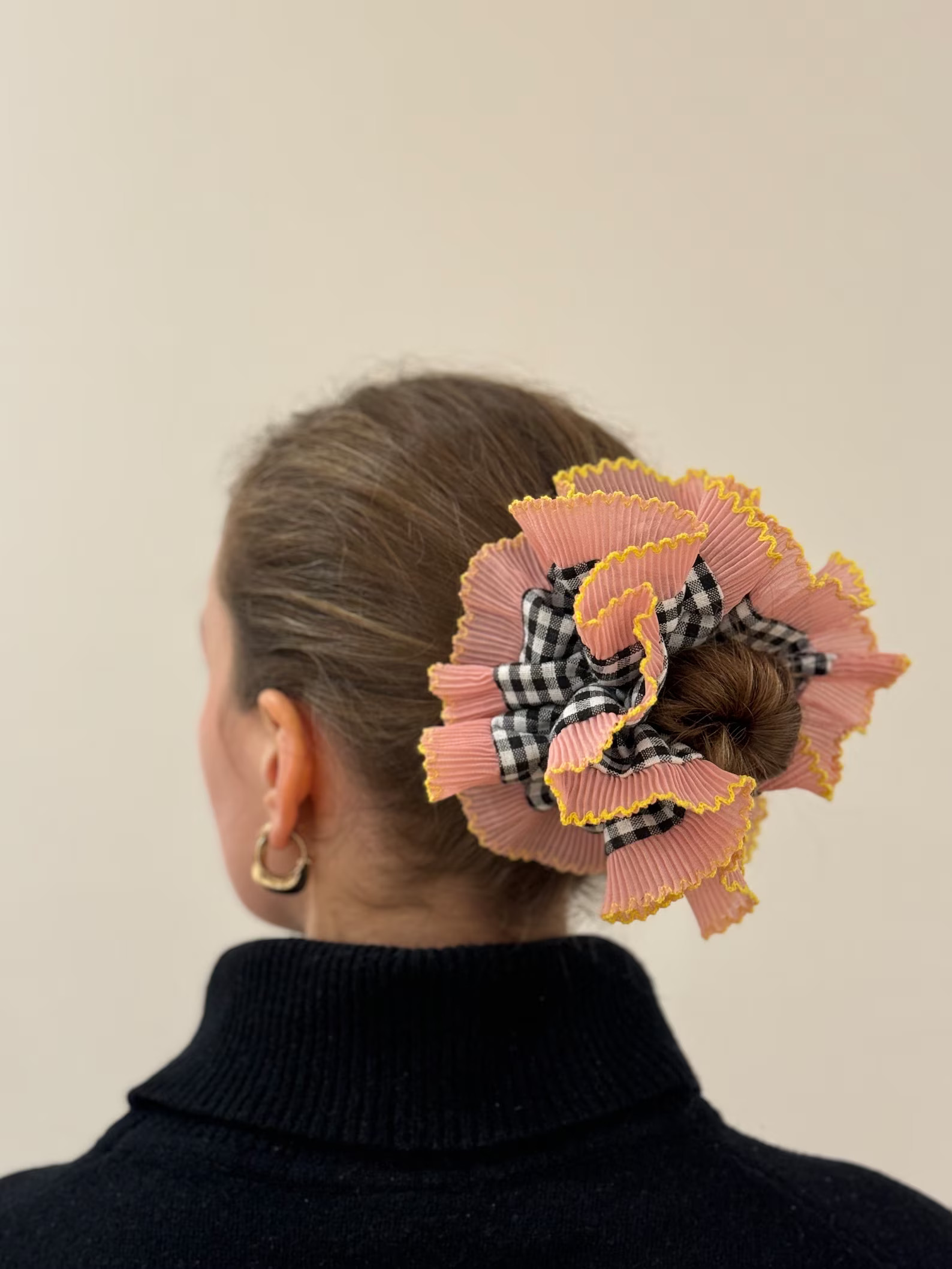 Oversized Cotton Double Layer Red White Gingham/ Red White/ Pink Yellow Gingham Scrunchie - Etsy ... | Etsy (UK)