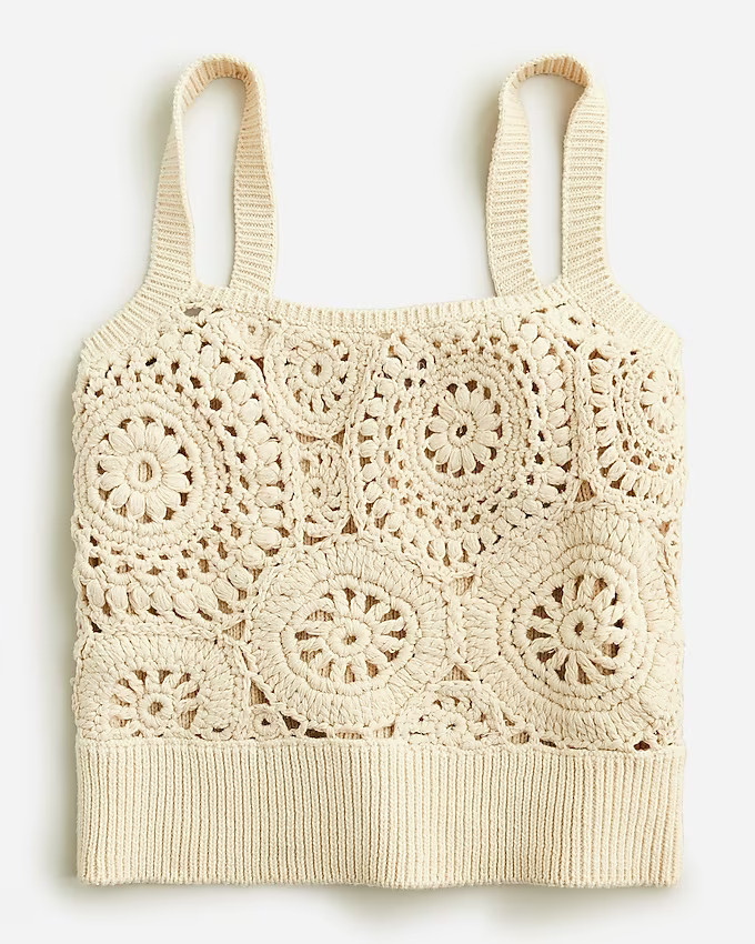 Cropped crochet tank top in silk-cotton blend | J. Crew US