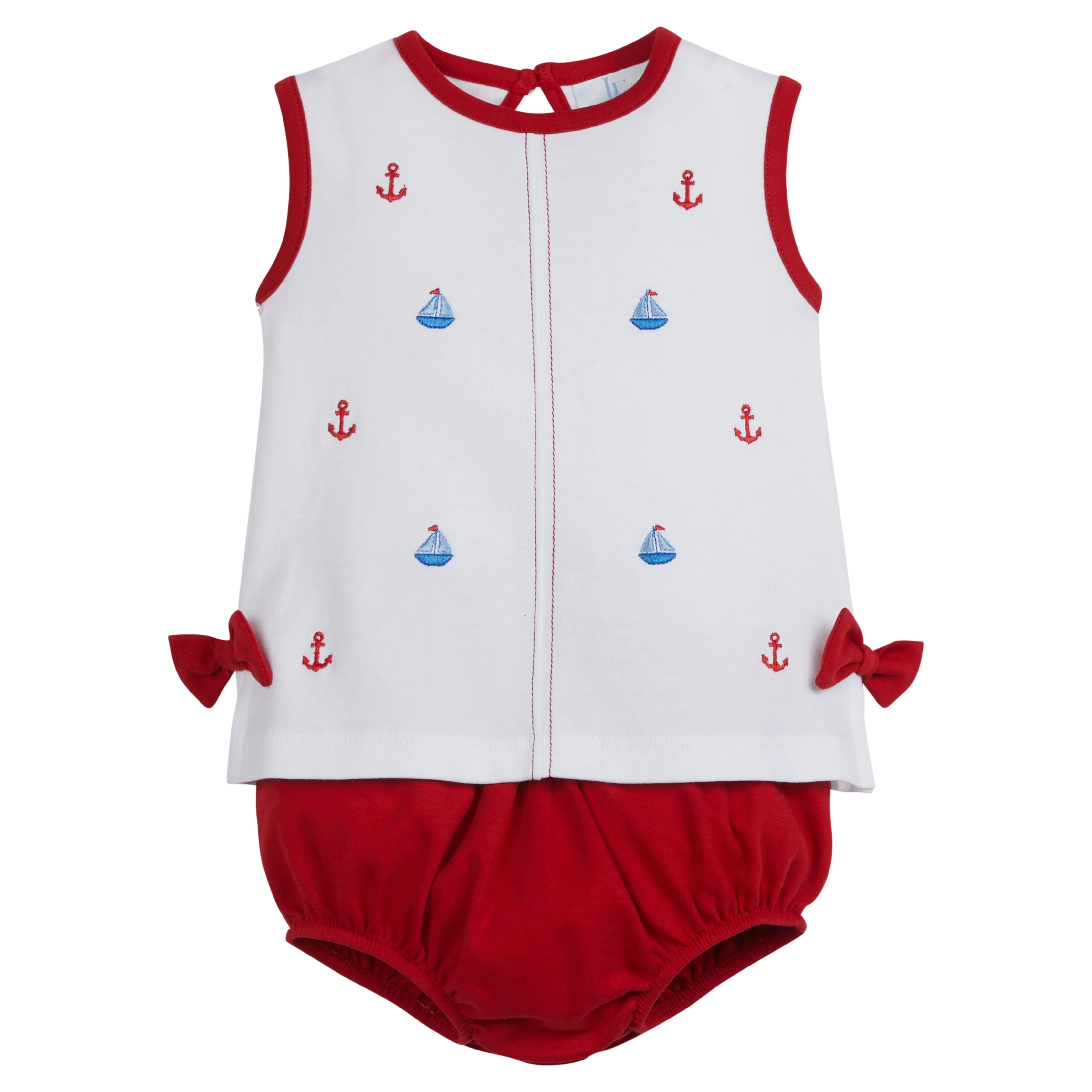 Toddler Girl's Nautical Diaper Set - Baby Girl Outfit | Little English
