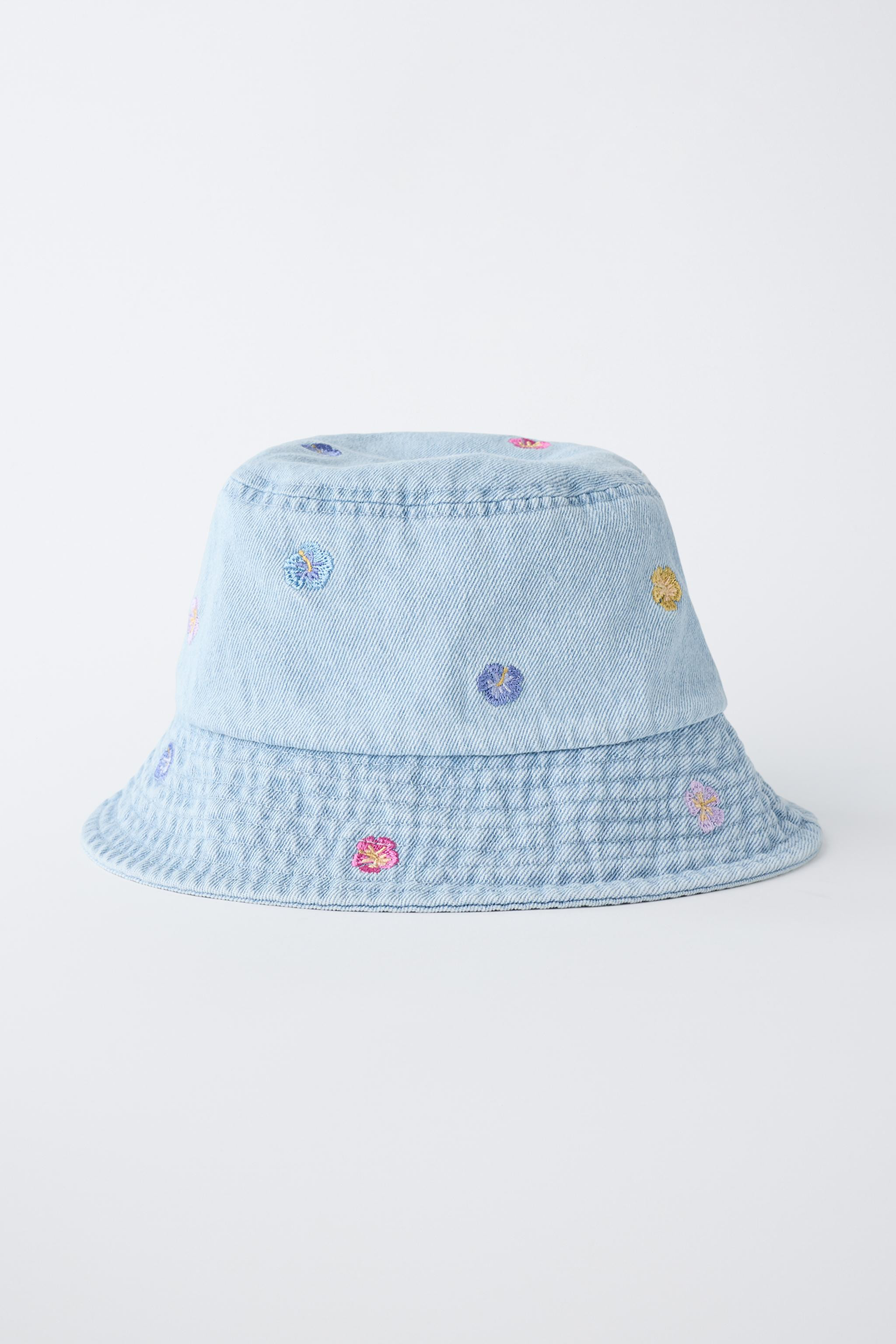 EMBROIDERED FLORAL DENIM BUCKET HAT | Zara US