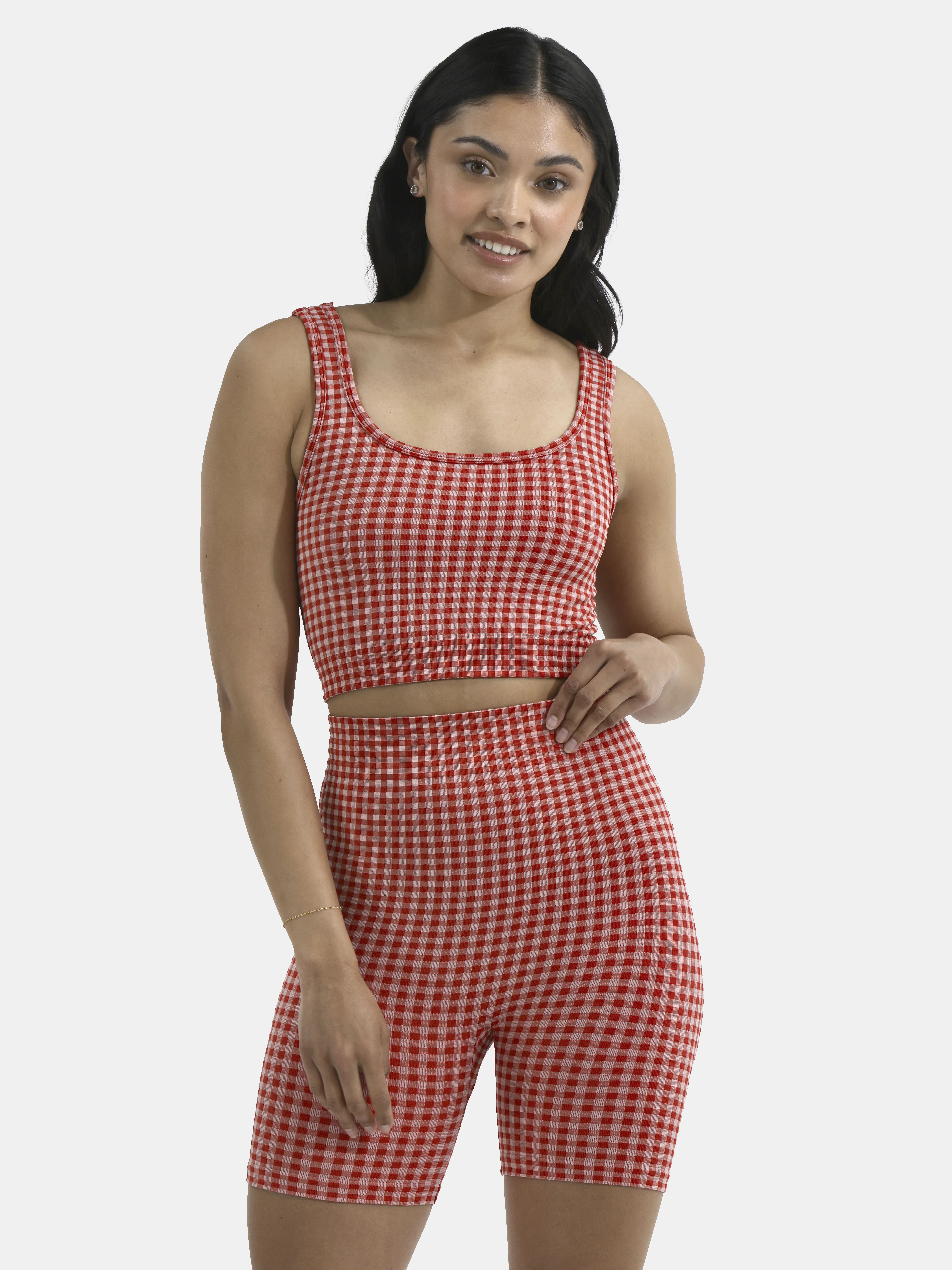 No Boundaries Seamless Cropped Tank Top & Bike Short, Women's | Walmart (US)