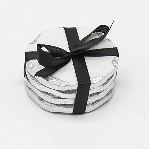 Coasters for Drink Spill Tabletop Protector with Silver Edge by Godinger | Amazon (US)