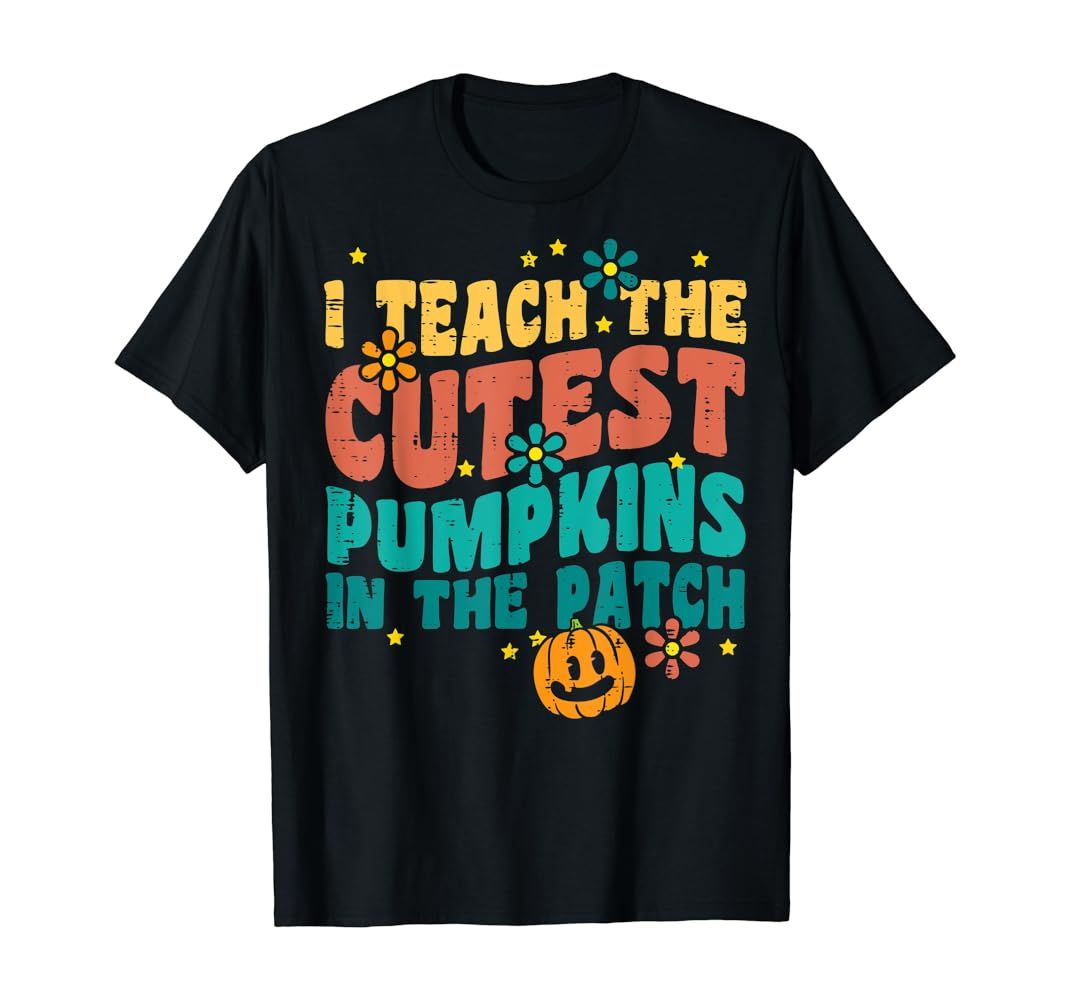 I Teach The Cutest Pumpkins Retro Vintage Halloween Teacher T-Shirt | Amazon (US)