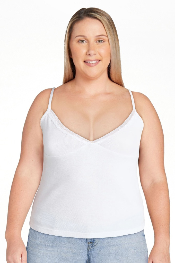 No Boundaries Lace Trim V-Neck Cami, Women’s XXS-XXL | Walmart (US)