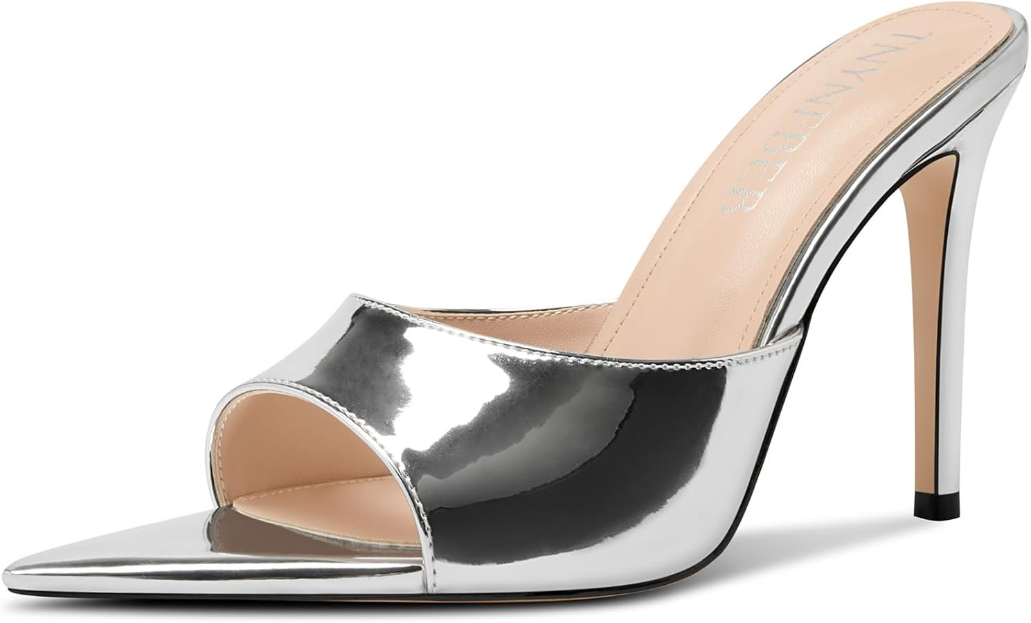 Womens Stiletto High Peep Open Pointed Toe Sandals Mules Shoes Slip-on Slingback Office Party Dre... | Amazon (US)