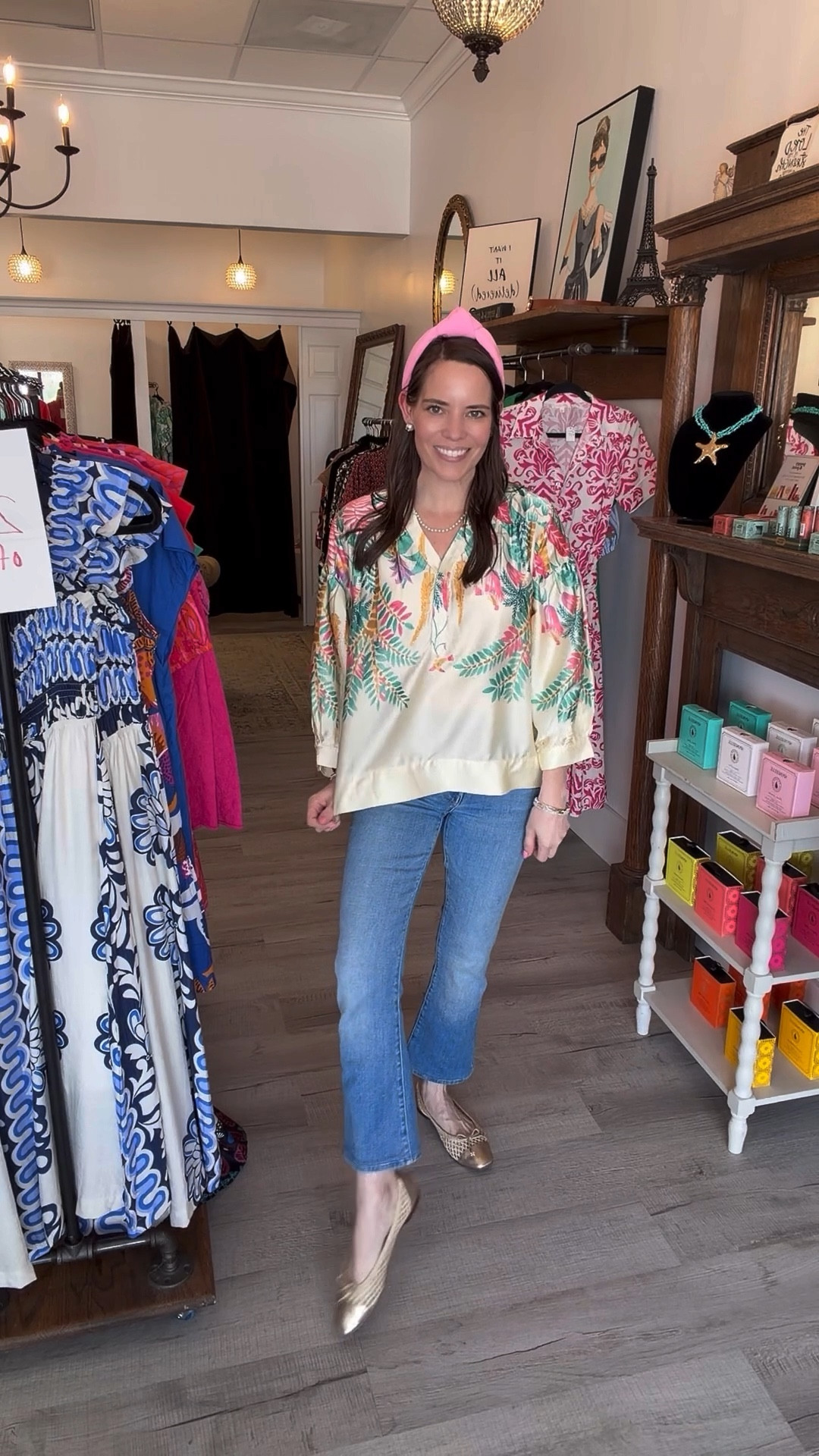 Tropical Print Silk Blouse & Jeans Outfit


Such a fun colorful blouse for spring and summer 🌿 This tropical print silk blouse has the prettiest mix of greens, pinks, and warm tones that pair perfectly with classic denim. I styled it with light wash jeans, gold mesh ballet flats, a pearl necklace, and a pink knot headband for an easy preppy everyday look.

Tropical print blouse outfit, silk blouse styling, colorful spring top, jeans and blouse outfit, preppy casual outfit, boutique blouse outfit idea, light wash jeans outfit, spring everyday style 🌸🌿👖



#LTKOver40 #LTKPetite #LTKootd