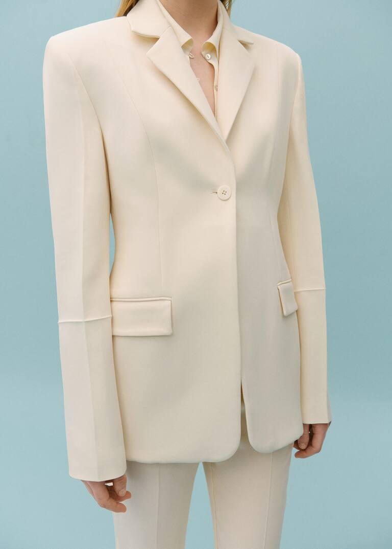 Suit jacket with decorative stitching -  Women | Mango United Kingdom | MANGO (UK)