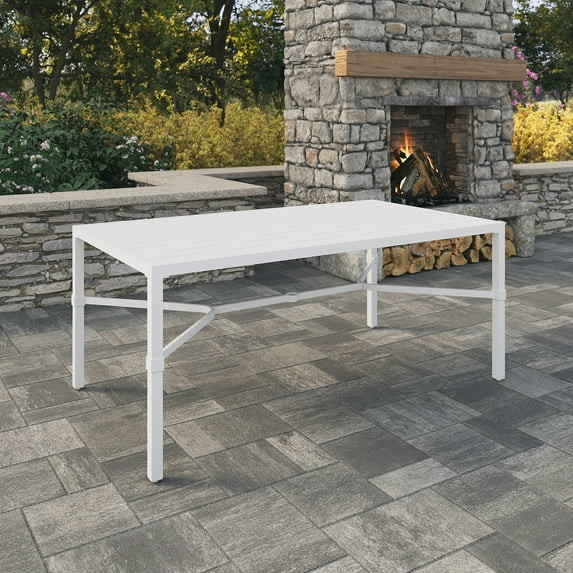 My Texas House Cambria 67" Steel Outdoor Dining Table, White | Walmart (US)