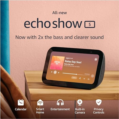 All-new Echo Show 5 (3rd Gen, 2023 release) | Smart display with 2x the bass and clearer sound | ... | Amazon (US)