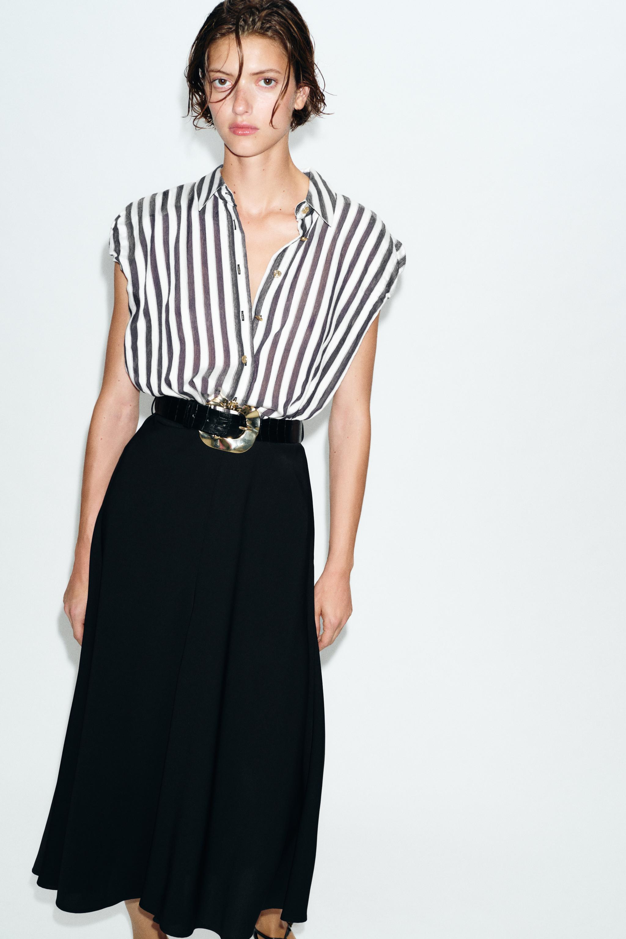 MIDI DRESS WITH CONTRAST STRIPES AND BELT | Zara UK