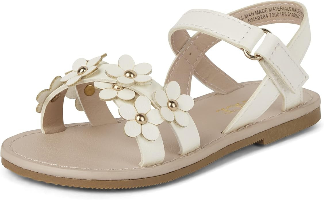 The Children's Place Girl's Baby Toddler Flat Sandals with Adjustable Ankle Strap Slipper | Amazon (US)