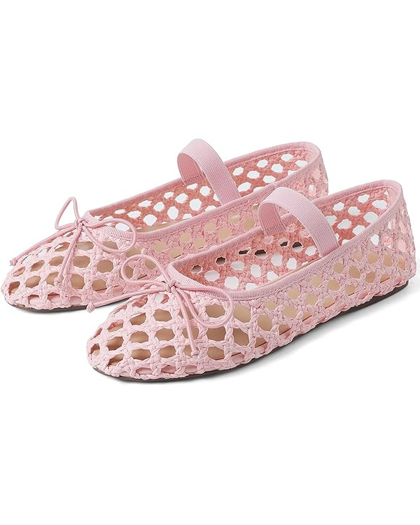 AMINUGAL Womens Woven Ballet Flat Shoes Round Toe Mary Janes Flats Elastic Band Dressy Comfortabl... | Amazon (US)