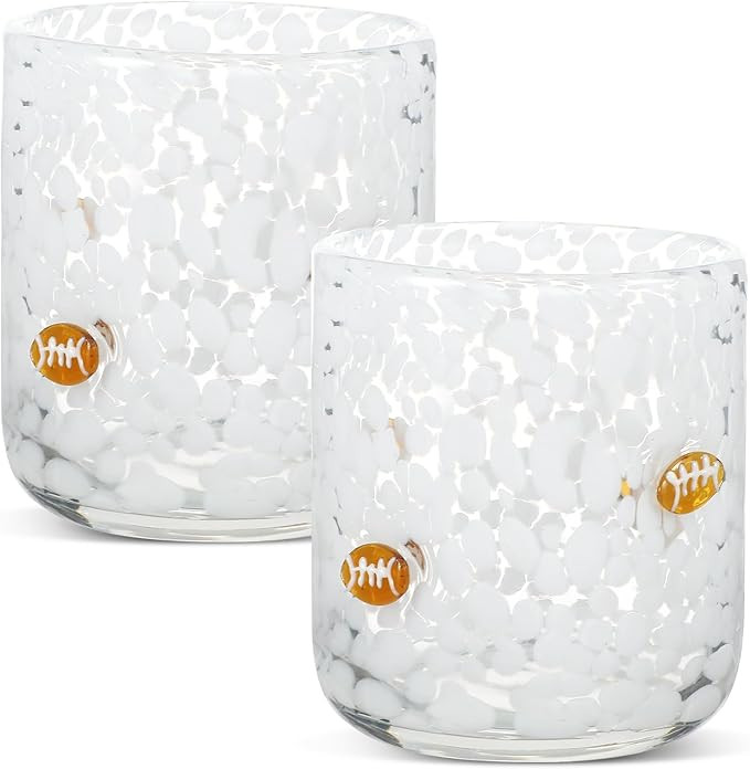 2 PCS Football Icon Juice Glasses - 14 oz Football Stemless Wine Juice Coffee Drinking Glass Cup ... | Amazon (US)