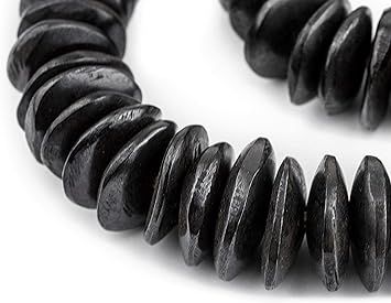Black Bone Beads - Full Strand of Fair Trade African Beads - The Bead Chest (Disk, Black) | Amazon (US)