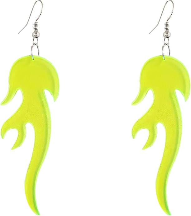 Exaggerated Acrylic Geometric Flame Earrings Lightweight Unique Fire Shaped Dangle Drop Earrings ... | Amazon (US)