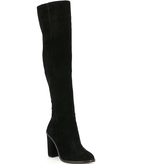Barrine Suede Wide Calf Over-the-Knee Block Heel Boots | Dillard's