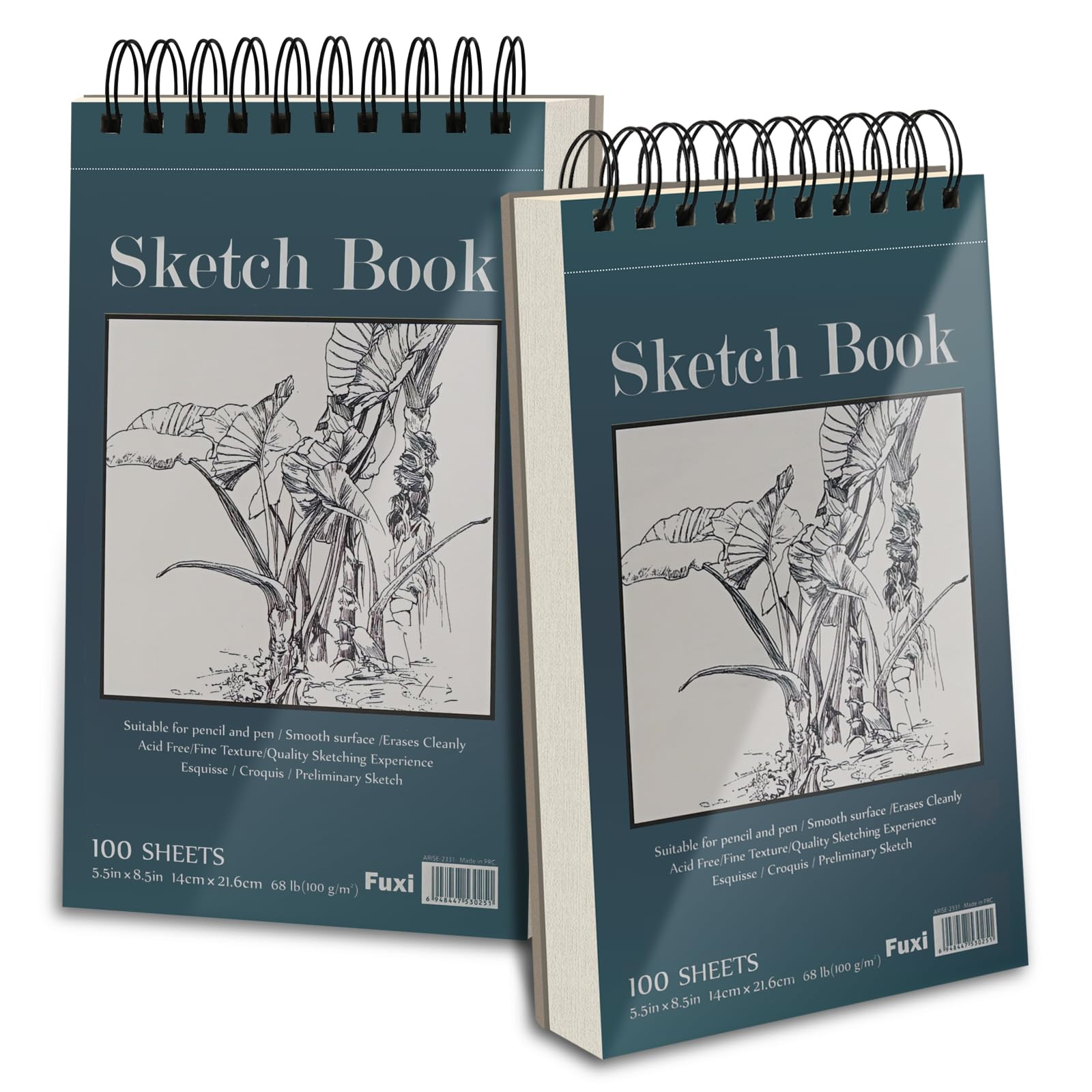 5.5" x 8.5" Sketchbook Set, Top Spiral Bound Sketch Pad, 2 Packs 100 Sheets Each (68lb/100gsm), A... | Amazon (US)