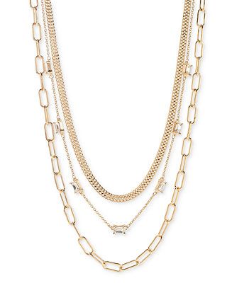 On 34th Crystal & Mixed Link Layered Collar Necklace, 16 | Macy's