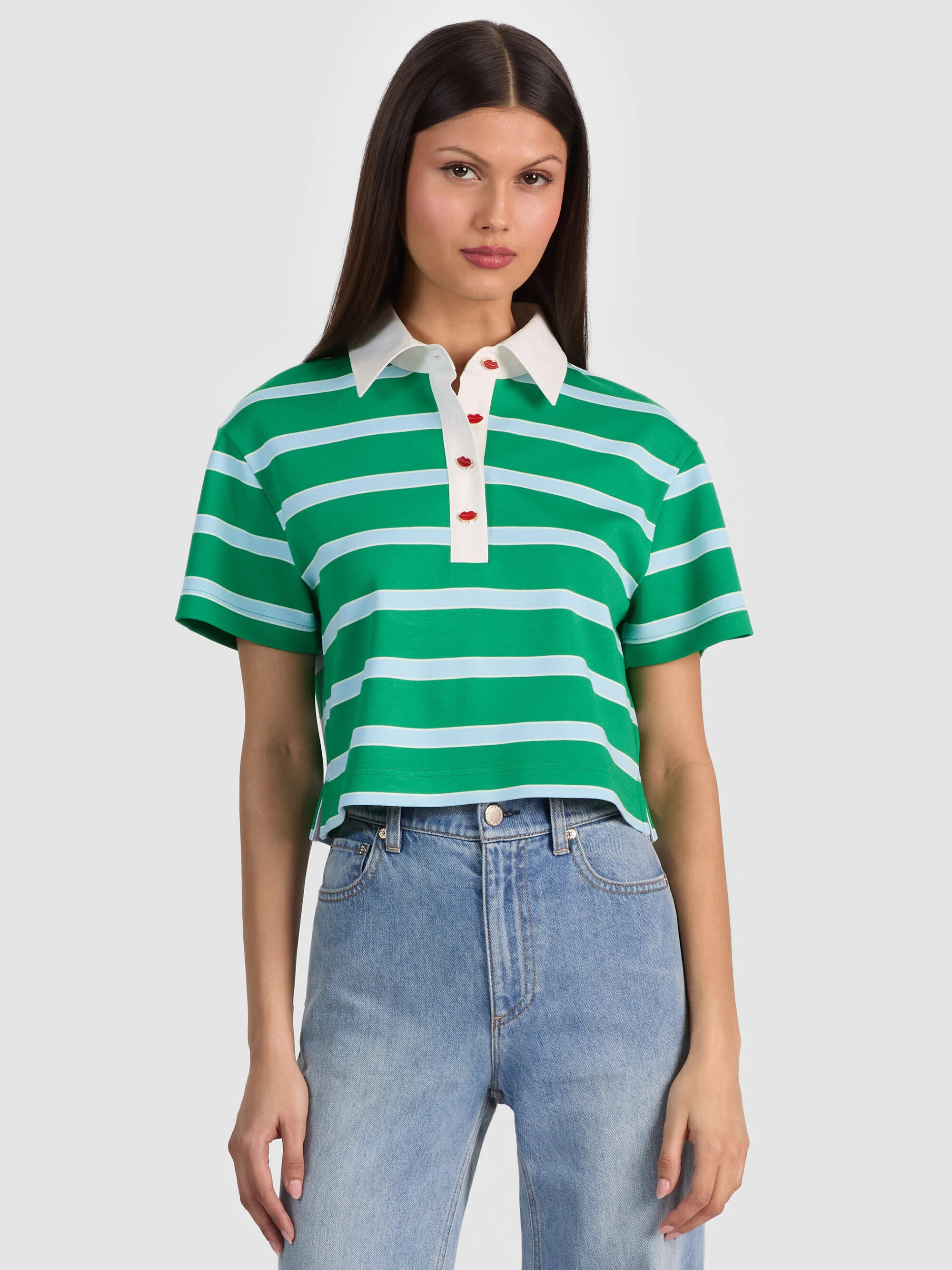 LYLE RUGBY POLO TOP | Alice + Olivia