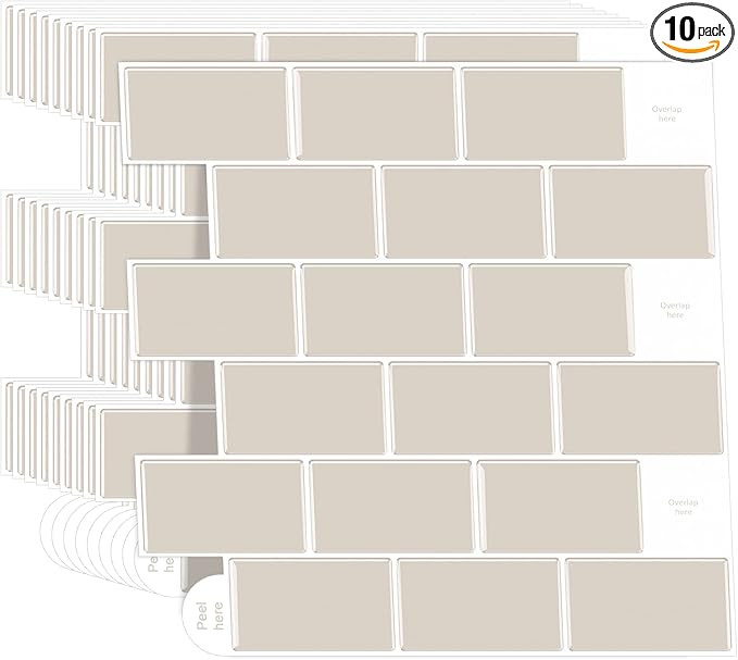 Subway Tile Peel and Stick Tile for Kitchen, Premium Beige 3D Self-Adhesive Backsplash Tiles, Sti... | Amazon (US)