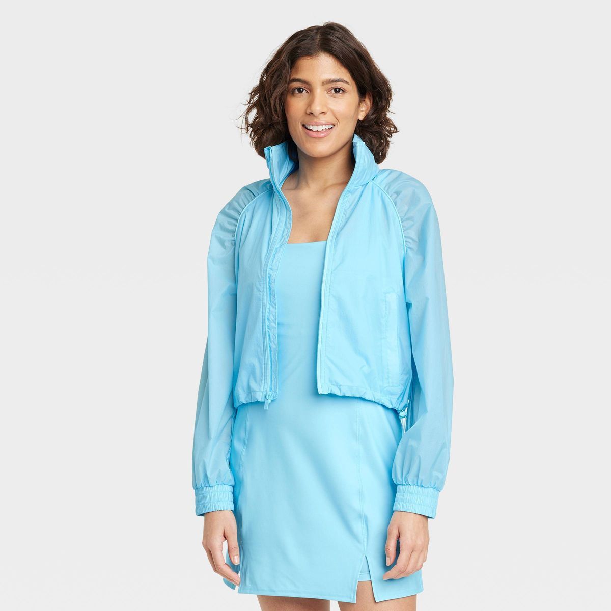 Women's Windbreaker Full Zip Jacket - All In Motion™ Light Blue S | Target