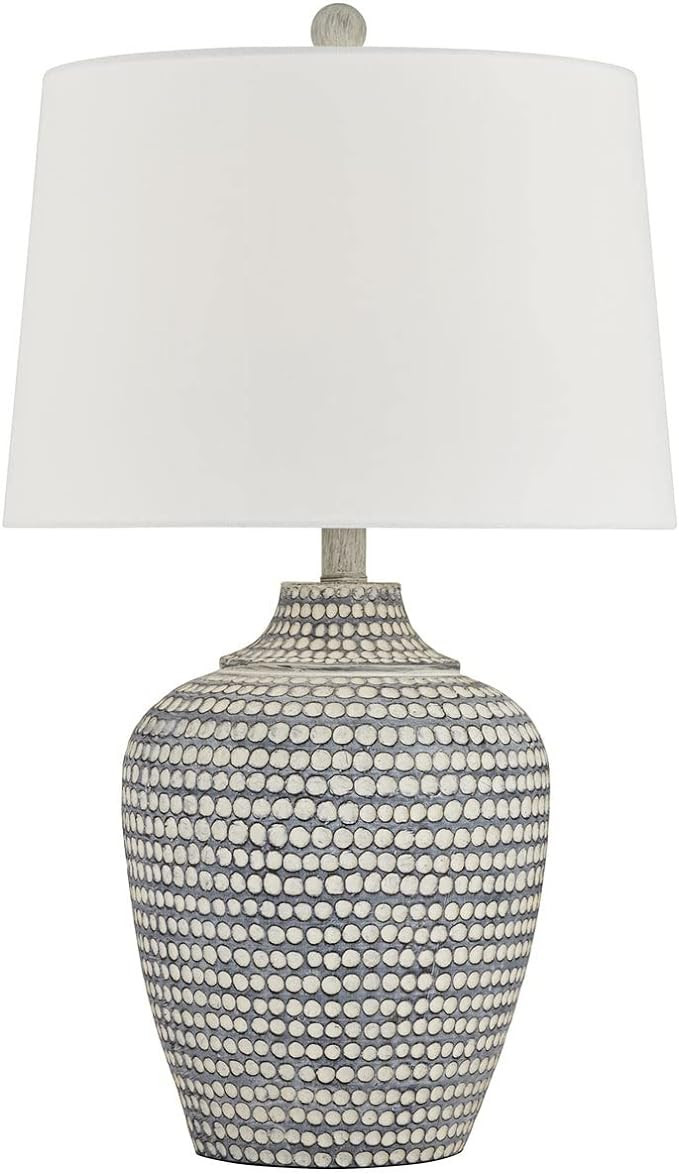 Alese Textured Dot Jug Table Lamp, Grey Wash Finish, Cast Resin Construction, White Linen Round D... | Amazon (US)