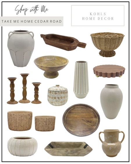 Kohls is on 🔥 with their home decor pieces! Amazing prices. Loving all of these 🙌🙌🙌

Home decor, neutral decor, wood decor, woven decor, table decor, shelf decor, vase, wood bowl, decorative bowl, candle holder, large vase, living room, bedroom, dining room, entryway, round tray, decorative accents 

#LTKfindsunder50 #LTKhome #LTKsalealert