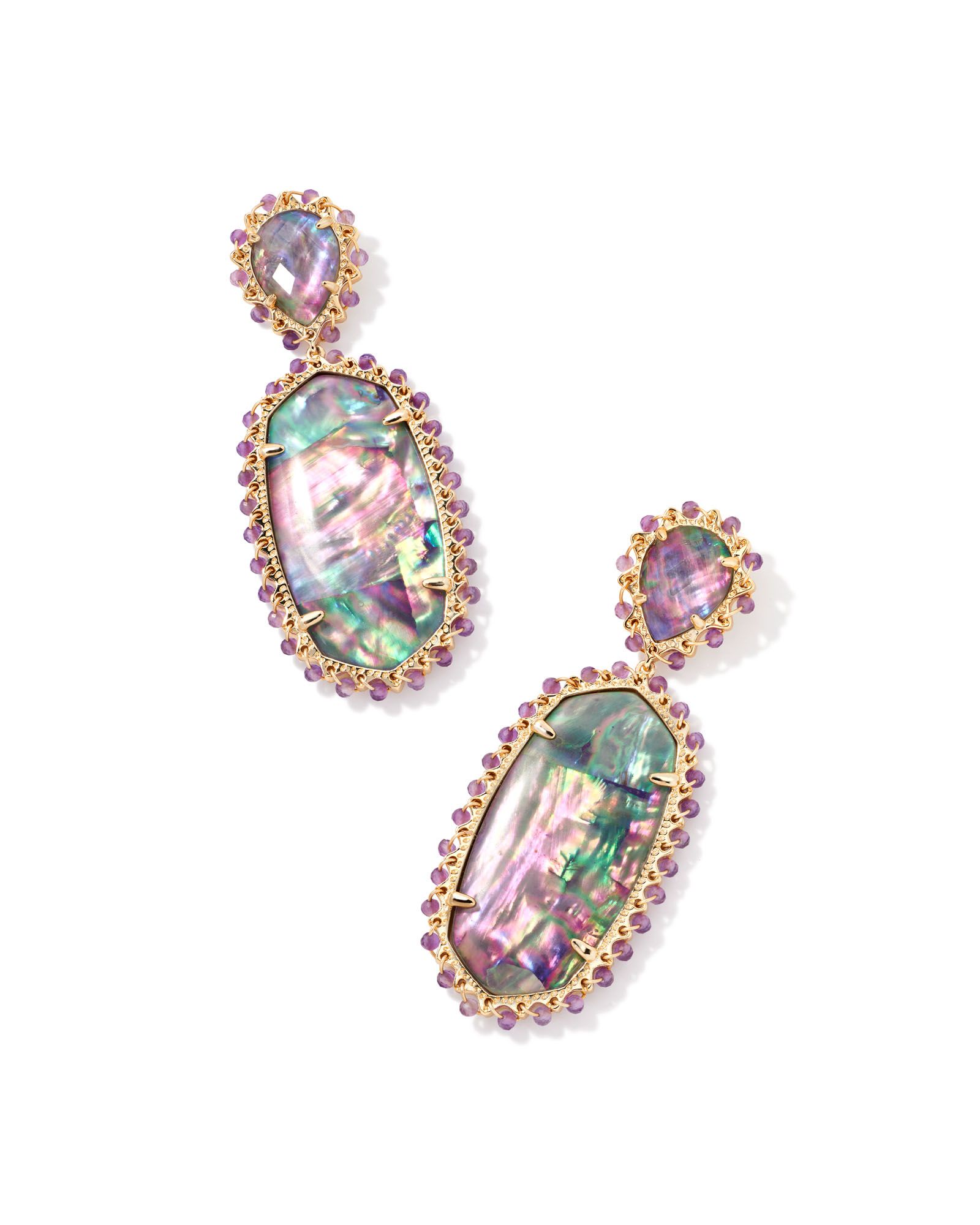 Parsons Gold Statement Earrings in Lilac Abalone | Kendra Scott | Kendra Scott