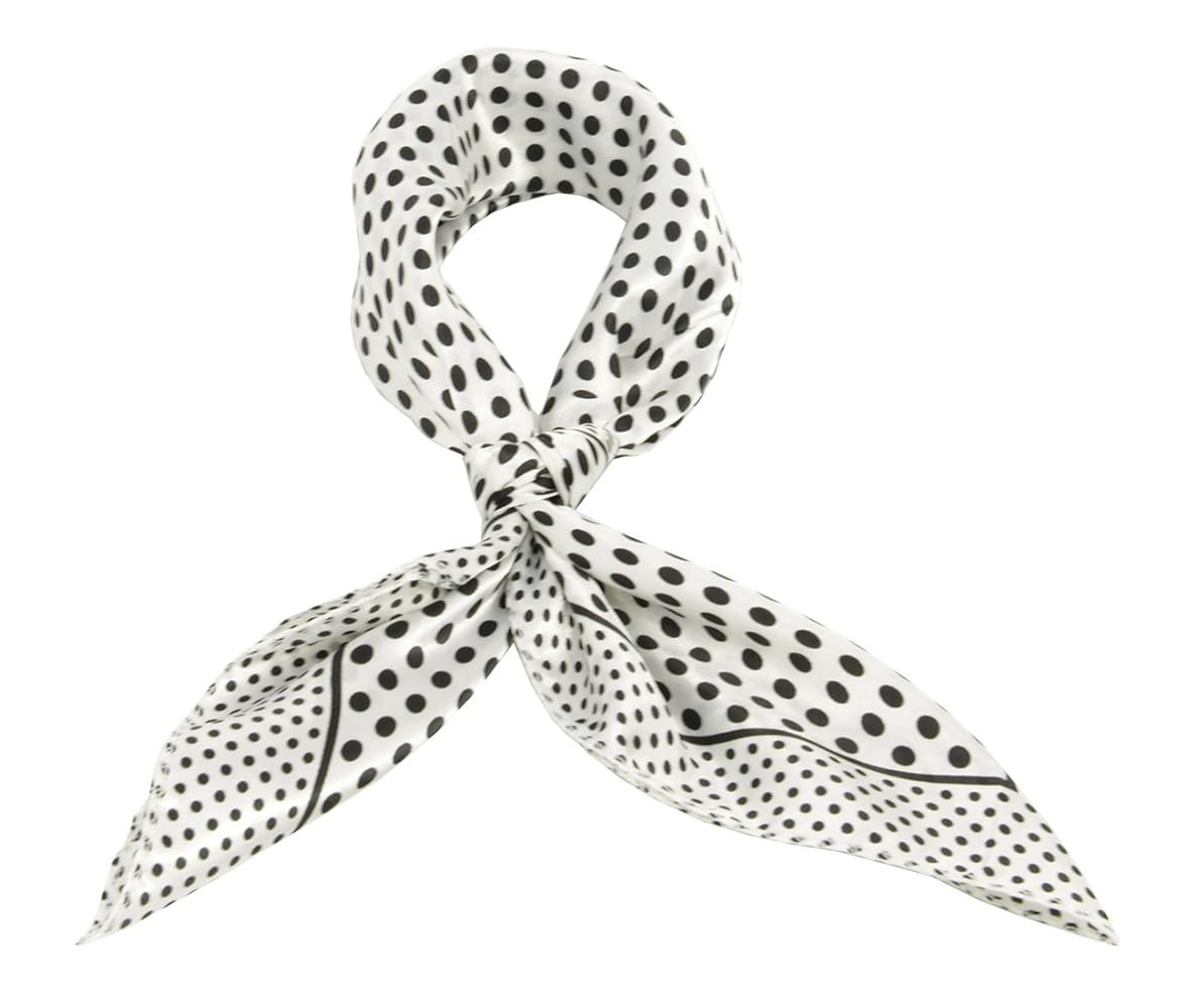 Women Ladies Silk Feel Square Scarf White Polka-dot Pattern Soft Neckerchief | Amazon (UK)