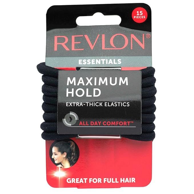 REVLON Extra Thick Black Hair Elastics, 15 Count | Amazon (US)